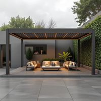 Pergola en acier pour villa 4mx6mx2.5m, moderne, à lamelles simples, avec manivelle, facilement assemblable sans poteau central