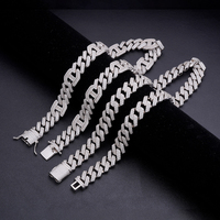 Collier chaîne cubaine épaisse en or plaqué CZ, bijoux hip-hop, zircon glacé, baguette zircon 14,5 mm, chaîne cubaine Miami Buss Down