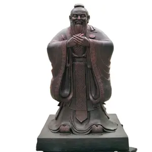 Confucian Culture Confucius Porcelain Statue Antique Color Glazed Family Decoration Chinese Old Man Statues