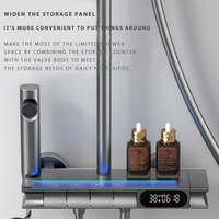Ensemble de robinet de douche thermostatique mural en laiton poli avec affichage numérique LED, effet pluie, 4 modes, poignée unique, pour hôtel, céramique