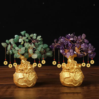 Venta al por mayor de cristal Árbol de la suerte bolsa de dinero árbol decoración creativa de moda para el hogar Oficina de negocios
