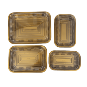Boîte d'emballage alimentaire <span class=keywords><strong>pour</strong></span> sandwichs, salades, gâteaux, biscuits, boîte rectangulaire robuste avec couvercle transparent, plastique PET <span class=keywords><strong>de</strong></span> qualité alimentaire, conteneur à sushi doré - Product Image 1