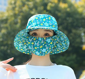 Summer Millinery Floral Working Sun Mask One Breathable Sun Hat Dustproof UV Fisherman Hat Clothing and Accessories - Product Image 3