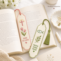 Christliche Geschenke Glaube Über Angst Lesezeichen Maßgefertigte Stickerei Stoff-Lesezeichen für Buchliebhaber Personalisierte Religiöse Geschenke