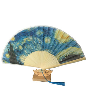 Éventail pliable, éventail en soie à <span class=keywords><strong>main</strong></span>, cadre chinois, motif décoratif de nuit étoilée pour la danse, le cosplay, les mariages, les fêtes - Product Image 3