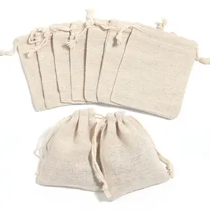 कस्टम एकाधिक आकार उपहार आभूषण पाउच कॉस्मेटिक धुलाई भंडारण लिनन धूल ड्रॉस्ट्रिंग बैग