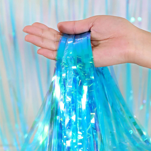 고품질 1*2m 멀티 컬러 포일 레인 커튼 파티 배경 장식용 프린지 커튼 - Product Image 1