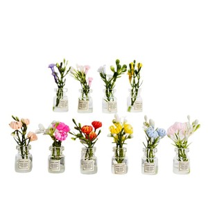 Lanshuo 3D Realistic Flower Glass Bottle Cylindrical Tabletop Vase DIY <b>Decorative</b> Ornament For Desktop <b>Car</b> Interior - Product Image 3