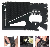 Outil de carte de survie 14-en-1, outil de carte de corde de camping minuscule portable multitool bushcraft