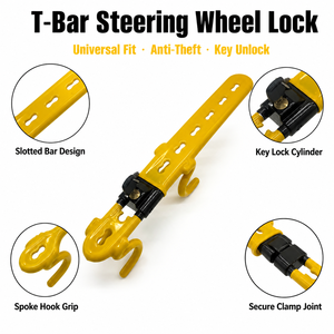 <span class=keywords><strong>Antivol</strong></span> <span class=keywords><strong>de</strong></span> <span class=keywords><strong>volant</strong></span> en T universel, déverrouillage par clé, robuste, réglable, pour voitures, SUV, fourgonnettes, camions - Product Image 1