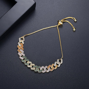 Bestseller Women's Tennis <b>Bracelet</b> Rainbow Stone <b>Crystal</b> with Gold-Plated Colorful Zirconia Adjustable Chain Fashion Jewelry - Product Image 6