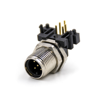 Conectores de Sensor M12, Conectores de Panel Angulados para PCB, Macho y Hembra, 2 3 4 5 6 8 12 17 Pines