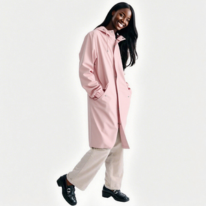 Cortavientos de moda para <span class=keywords><strong>mujer</strong></span>, abrigo de primavera-otoño de una sola capa, chaqueta impermeable Simple de un solo color, impermeable con capucha - Product Image 1