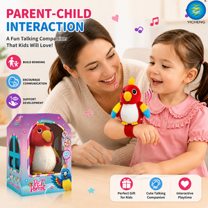 Jouet interactif en peluche perroquet parlant et chantant avec bracelet à claquer, jouet sensoriel éducatif précoce pour enfants - Product Image 4