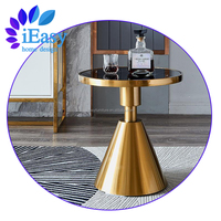 IEasy table basse ronde en marbre, meuble de maison, plateau en or, support en acier inoxydable, table d'appoint de salon, table à thé moderne