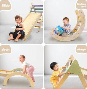 Thân Thiện Với Môi Rắn Gỗ Trong Nhà Đào Tạo Đồ Chơi Sân Chơi Nhỏ Tam Giác Trượt Đoạn Đường Lưới Bằng Gỗ Leo Núi Khung - Product Image 2