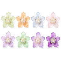 Aplikasi Bunga Resin Kecil Buatan Tangan Grosir, Kancing Bunga Resin Dekoratif, Aplikasi Kelopak Jahit Tangan untuk Aksesori Pakaian