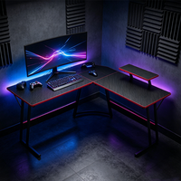 Bureau de jeu en forme de L sur mesure du fabricant d'origine, hauteur fixe, structure en acier, étagère de rangement, bureau d'ordinateur de haute qualité