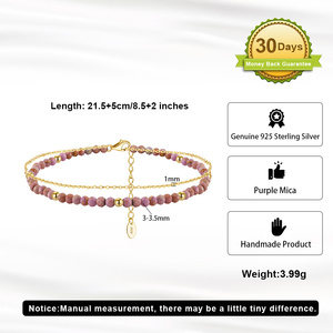 RINNTIN SA88 a strati <span class=keywords><strong>cavigliera</strong></span> sottile cavo di maglia a catena con pietra di Malachite Rhodochrosite 925 <span class=keywords><strong>cavigliera</strong></span> d'<span class=keywords><strong>argento</strong></span> per le donne - Product Image 3
