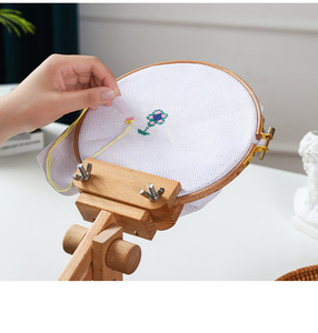 Table-top Embroidery Frame Stand Beech Wood Cross <strong>Stitch</strong> Hoop <strong>Holder</strong> Rotated Embroidery Clamp Stand - Product Image 5