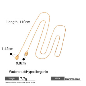 ERESI <span class=keywords><strong>Collier</strong></span> double couche infiniment coquillage <span class=keywords><strong>Collier</strong></span> plaqué or 18 carats avec long pompon en coquillage pour femmes - Product Image 6
