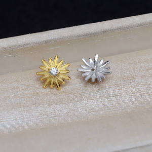 Perle en argent S925 en forme de chrysanthème avec trou traversant, bouchon 4922, accessoire de bijouterie DIY avec cache-cerneau en forme de cygne, taille 1 mm, emballé en sachet - Product Image 2