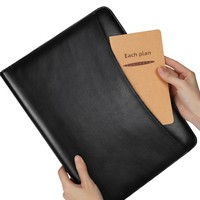 Porte-documents A4 en cuir multifonctionnel pour gestionnaires de bureau, avec fermeture éclair, pour contrats commerciaux et documents – Vente en gros