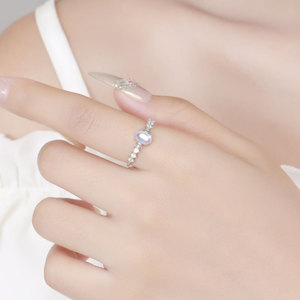 Haut de gamme luxe 925 en argent sterling lune diamant pierre de lune anneaux pour femmes bague de mariage Fine 925 bijoux en argent en gros - Product Image 5