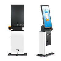 Borne de commande automatique 27 pouces de luxe sur pied avec écran tactile Windows, lecteur de codes QR et paiement en espèces pour café et KFC