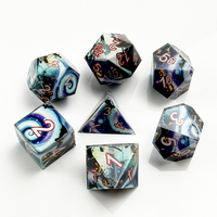 Juego de 7 dados acrílicos con forma de calabaza, dados de borde afilado con números de contorno blanco y rojo para juegos de mesa DND de Halloween, venta al por mayor con MOQ bajo