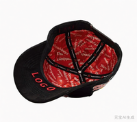 Gorra de béisbol de 5 paneles de sarga y gamuza con bordado Y2K 2026, venta al por mayor, logotipo personalizado, visera curva, patrón de letras