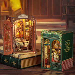 Porte-livres en bois 3D - Forme de chat cool, kit d'assemblage DIY, décoration d'intérieur, organisateur de livres, idée cadeau créative - Product Image 4