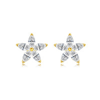 Romantische 18K Vergoldete S925 Silber Blumen Zirkon Ohrstecker 925 Sterling Silber Fünfblättrige Ohrringe