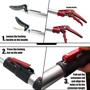 4.6-10 Chân Kính thiên văn mở rộng cực cây ăn quả chọn <span class=keywords><strong>Shears</strong></span> với 12 inch Ba Mặt mài lưỡi cưa - Product Image 3