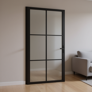 Puerta Interior de Aluminio con Vidrio Negro Mate, 40.4x79.3 Pulgadas, Diseño Minimalista, Apertura Lateral, Superficie Acabada - Product Image 2
