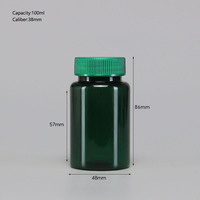Bouteilles en plastique PET transparent vert de qualité alimentaire de 60 ml et 100 ml pour comprimés, suppléments et capsules