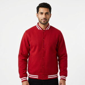 Best Selling Custom High Quality Wool Body Stand Collar Cartoon Pattern Slim Fit Winter <b>Varsity</b> <b>Bomber</b> <b>Jacket</b> <b>Men</b> Women - Product Image 1