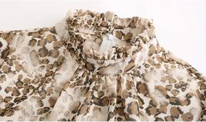 Cuello alto con estampado de <span class=keywords><strong>leopardo</strong></span> <span class=keywords><strong>vestido</strong></span> de gasa para las mujeres de la primavera de manga larga Mini fiesta <span class=keywords><strong>vestido</strong></span> Sexy - Product Image 5