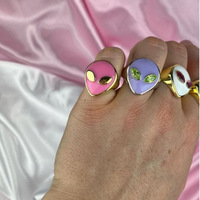 Bijoux de créateur de Style Instagram pour femmes, nouvelle bague de doigt de tête extraterrestre, or 18k, couleur créative tendance, jolie bague de fille