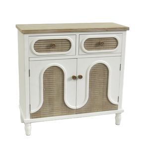 INNOVAHOME European Style Farmhouse White Solid Wooden Antique Accent Living Room <b>Storage</b> <b>Drawer</b> <b>Cabinet</b> <b>with</b> Two Doors - Product Image 1