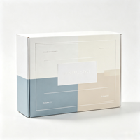 Boîte d'expédition en carton ondulé personnalisée avec motif géométrique coloré pour vêtements, accessoires et emballages e-commerce