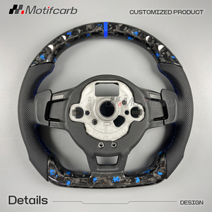 Volante de fibra de carbono forjado azul personalizado para Volkswagen MK7 Golf R GTI Scirocco Jetta 2015-2019, mejora del interior. - Product Image 5