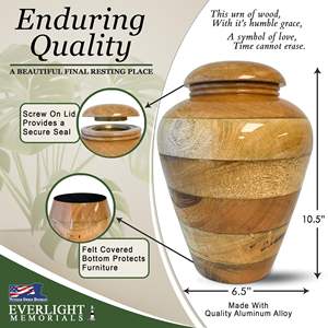 Urnes de crémation pour cendres humaines-Grande urne décorative en bois pour hommes et femmes adultes-Urnes funéraires pour cendres humaines adultes - Product Image 3