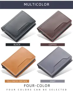OEM260 portefeuille minimaliste en cuir PU véritable pour hommes, portefeuille de carte de crédit Rfid bloquant le cryptoair pour hommes, portefeuille mince en cuir PU