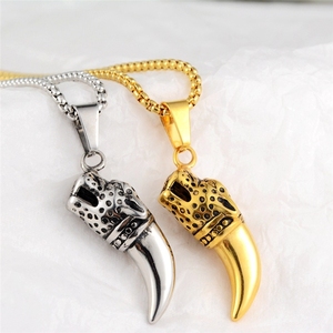 <span class=keywords><strong>Collares</strong></span> de Moda con Colgante de Cabeza de Perro Hip Hop con Dientes de Lobo, de Acero Inoxidable, Resistentes al Agua y al Deslustre, <span class=keywords><strong>para</strong></span> Hombre - Product Image 1