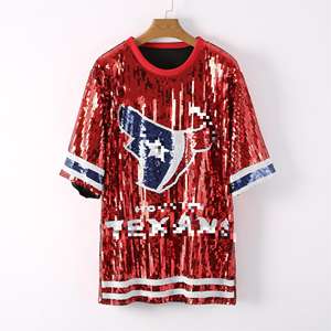 <span class=keywords><strong>Vestido</strong></span> de Jersey de lentejuelas-<span class=keywords><strong>Vestido</strong></span> de Jersey de lentejuelas rojo blanco azul para Houston Attire Texan - Product Image 1