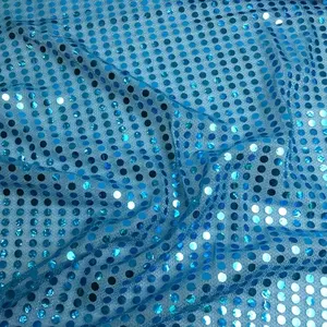 TS-B1001 Blue 6mm Sequin Mesh F abric for Stage Costume Wear