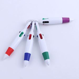 Stylos à bille personnalisés multicolores à quatre couleurs avec poignée en caoutchouc - Product Image 1