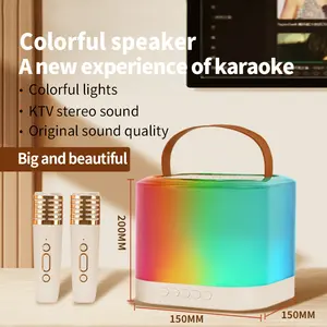 Mikrofon ile LED ışıkları kablosuz hoparlör ses Subwoofer taşınabilir kablosuz parti kutusu müzik Bluetooth akıllı hoparlör