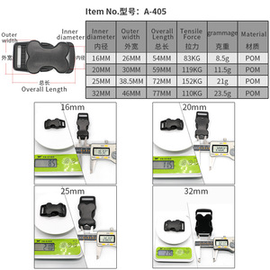 Hebilla de liberación lateral A-405 de plástico de 16 mm, 20 mm, 25 mm, 32 mm para chaleco salvavidas para mascotas, hebillas ajustables para chaleco de natación para perros - Product Image 1